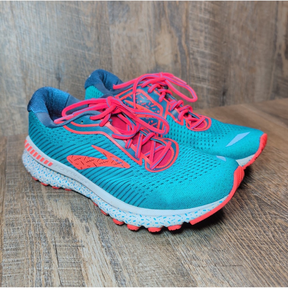 Brooks Adrenaline GTS 20 Athletic Running Sneakers Blue Coral Pink Womens Sz 7.5